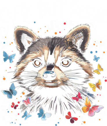 Cute But Feral Funny Raccoon Blue Butterfly Summer Gift Kids Long Sleeve Shirt