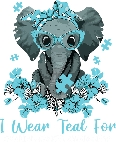 Women Teal Elephant I Wear Teal For Ovarian Cancer Awareness Kati Licensed 12" Camo Cuffed Beanie