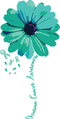 Women Ovarian Cancer Awareness Family Survivor Pretty Flower Gift Vneck Long Sleeve Shirt