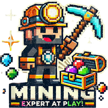 Mining Expert At Play! Pixelated Miner Button