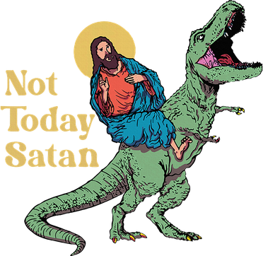 Not Today Satan Jesus Riding Dinosaur T Rex Funny Sarcastic Kids Hoodie