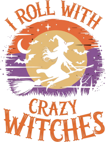 I Roll With Crazy Witches Scary Halloween Witch Costume Crazy Witch Witchy Vibes Kids Hoodie
