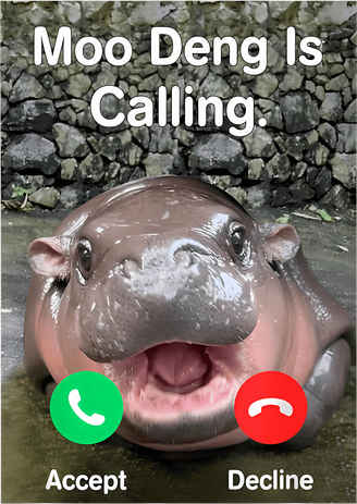Moo Deng Is Calling Meme Funny Vintage Little Hippo Coffee Mug