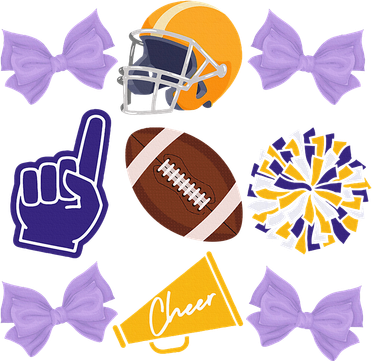 Coquette Bow Football Purple Gold Game Cheer Mom Touchdown Coaster