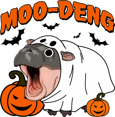 Funny Moo Deng Halloween Boo Ghost Costume Moodeng Lover Women's Hoodie