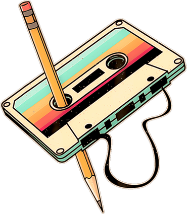 Retro Vintage Cassette Tape Pencil 70s 80s 90s Music Mixtape Apron