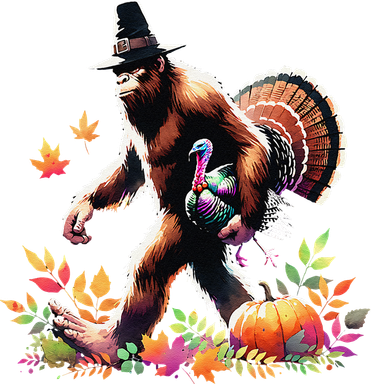 Sasquatch Bigfoot Pilgrim Pumpkin Turkey Day Thanksgiving Apron