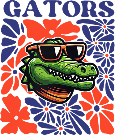 Gators Floral Retro Back To School Spirit Squad T-Shirt