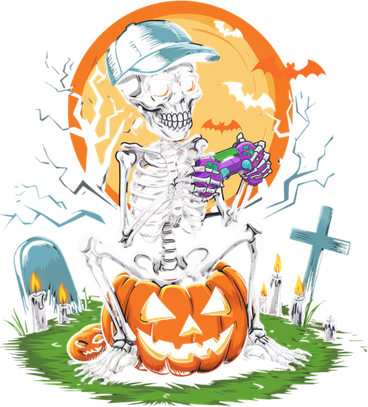 Halloween Skeleton Gamer Video Gaming Gift Kids Hoodie