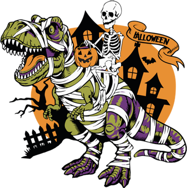 Skeleton Riding Mummy Dinosaur T Rex Halloween Spook Lovers Gift Kids Hoodie