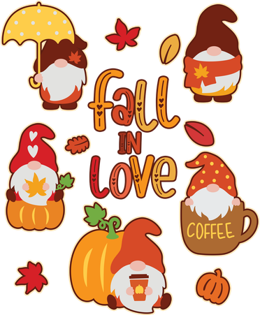 Cute Fall In Love Autumn Gnomes Button