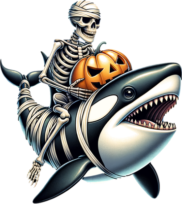 Skeleton Riding Mummy Orca Halloween Whale Great Gift Button