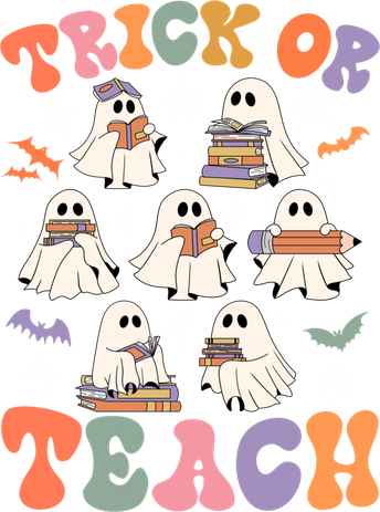 Trick Or Teach Halloween Spooky Ghost Funny Teacher Retro Gift Backpack