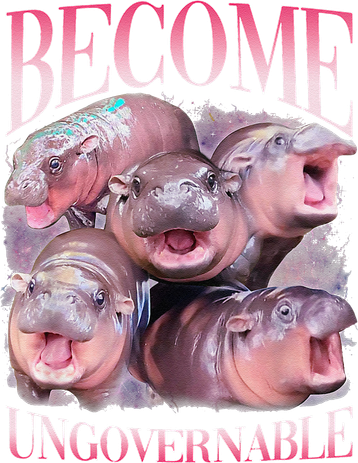 Become Ungovernable Moo Deng Funny Baby Hippo Kids T-Shirt