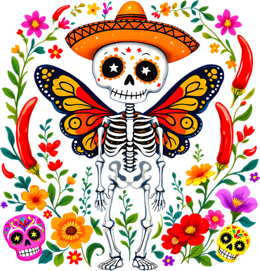 Day Of The Dead Sugar Skull Skeleton Monarch Butterfly Backpack