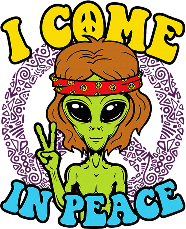 Hippie Alien I Come In Peace Sign Polo