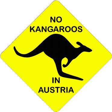 No Kangaroos In Austria Funny Yellow Sign Gift 11oz C Handle Ceramic Mug
