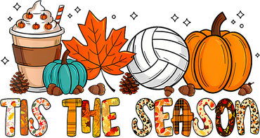 Tis The Season Volleyball Pumpkin Leaf Latte Fall Autumn Boy Golf Towel