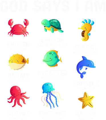 God Says I Am Sea Animals Ocean Christian Funny Kids T-Shirt