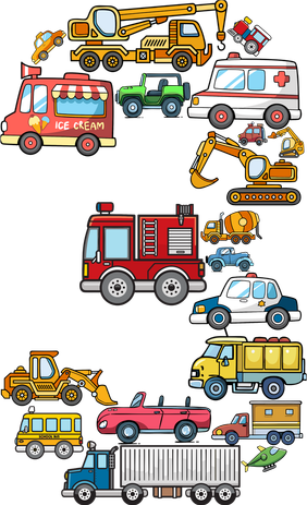 3rd Birthday 3 Year Old Transportation Cars Fire Truck Kids T-Shirt