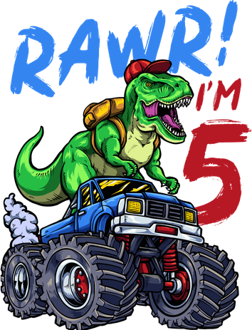 5th Birthday I’M 5 Dinosaur T Rex Monster Truck Toddler Sweatshirt