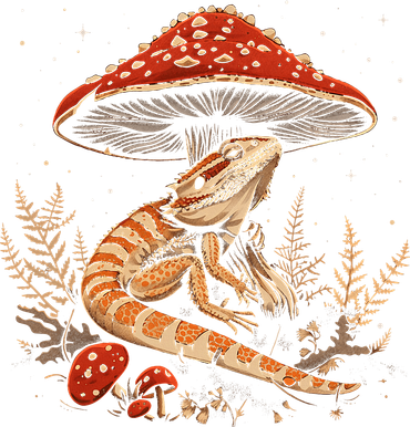 Cute Bearded Dragon Lizard Cottagecore Aesthetic Mushroom Bucket Hat
