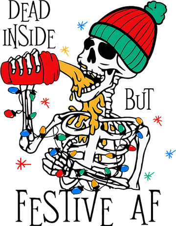 Dead Inside But Festive Af Skeleton Santa Hat Christmas Mousepad