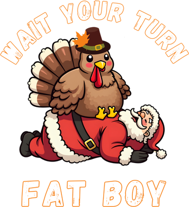 Funny Thanksgiving Wait Your Turn Fat Funny Santa Turkey Gift Ceramic Ornament