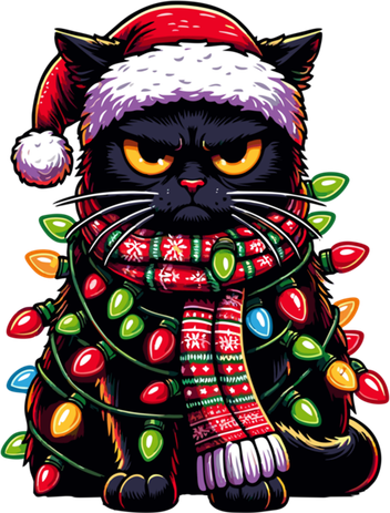 Grumpy Black Cat Meowy Xmas Christmas Outfit Cat Dad Cat Mom Meaningful Gift Ornament