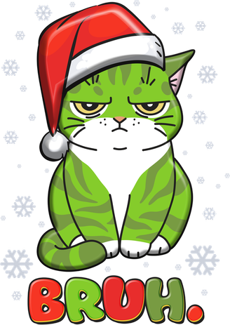 Funny Christmas Bruh Grumpy Grinch Cat Coaster