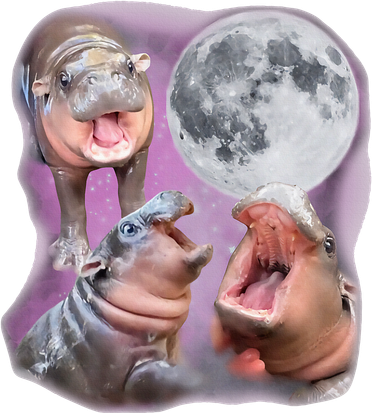 Moo Deng Three Moo Deng Moon Funny Hippo Backpack