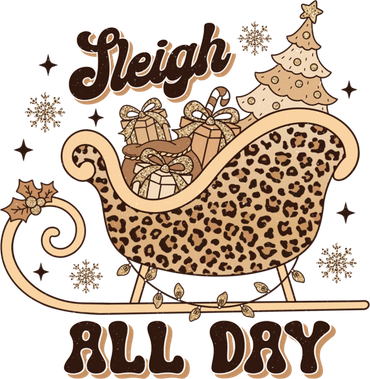 Sleigh All Day Leopard Christmas Tree Snowflake Holiday Xmas Cool Gift Toddler Long Sleeve