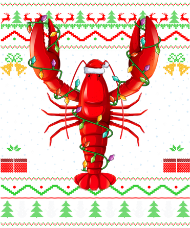 Xmas Lights Ugly Style Santa Lobster Fish Christmas Gift Women's Long Sleeve Shirt