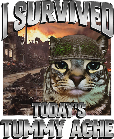 I Survived TodayS Tummy Ache Groovy Funny Cat Tote Bag