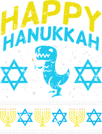 Happy Hanukkah Jewish Trex Ugly Chanukah Sweater Boy Toddler Long Sleeve