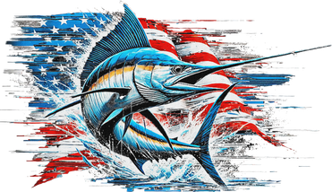 Fishing Marlin Swordfish Fish 4th Of July American Flag Usa Kids Sweatshirt