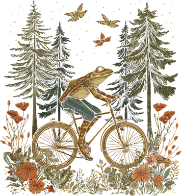 Cottagecore Frog Bicycle Funny Aesthetic Wildflower Kids Hoodie