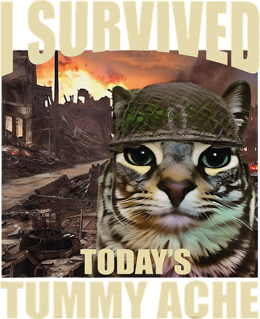 I Survived TodayS Tummy Ache Groovy Funny Cat Tote Bag