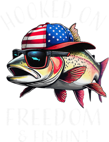 Hooked On Freedom Funny Fisherman Fishing Usa Flag Trout Coffee Mug