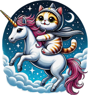 Cat Riding Unicorn Funny Imagination Cute Cat And Unicorn Kids Hoodie