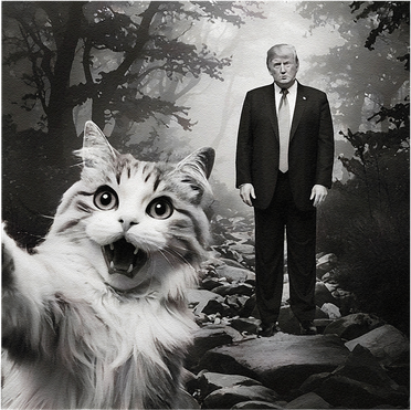Funny Surprised Scared Cat Selfie With D.Trump Toddler Hoodie