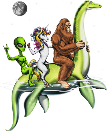 Cryptids Bigfoot Alien Unicorn Riding Loch Ness Monster Mousepad
