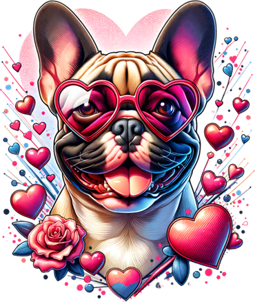 French Bulldog Dog St Valentines Day Artwork Gift Coaster