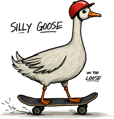 Silly Goose On The Loose Skateboard Adventure Funny Gift Tote Bag