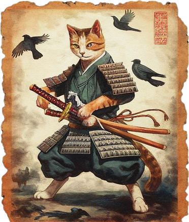 Samurai Cat Graphicwarrior Vintage Japanese Art Anime Baby Bodysuit