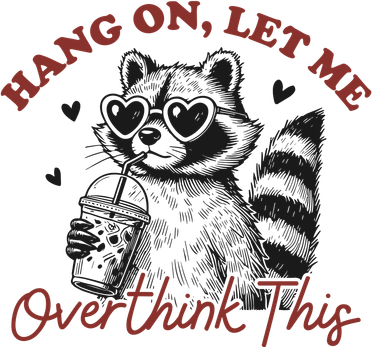 Funny Raccoon Overthinking Design With Heart Glasses Women's T-Shirt