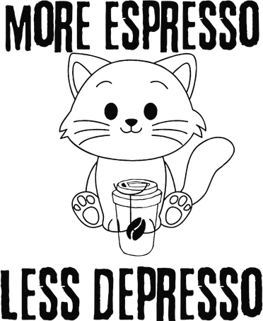 More Espresso Lees Depresso Funny Cat Drink Coffee Kids T-Shirt
