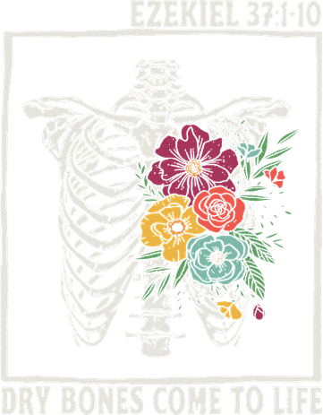 Dry Bones Come To Life Floral Skeleton Christian Bible Verse Button