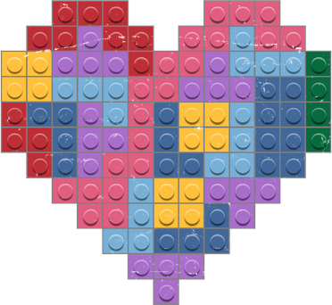 Valentines Day Blocks Pixelated Heart Bricks Button