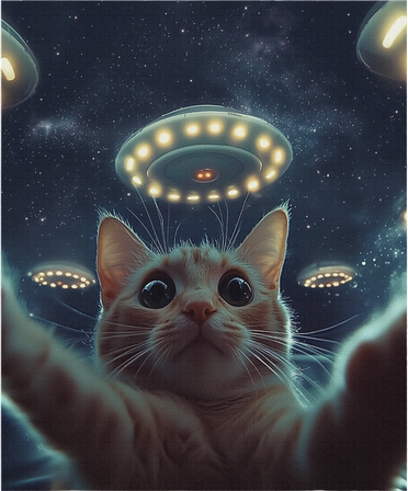Cat Selfie With Ufos Aliens Kitten Funny Graphic Kids Hoodie